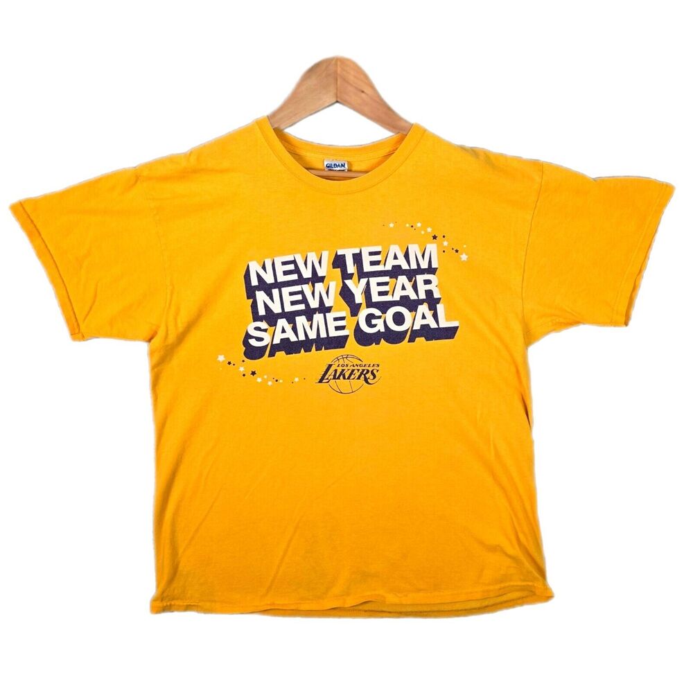 Los Angeles Lakers Shirt XL Yellow New Team New Year Same Goal Kobe Lebron